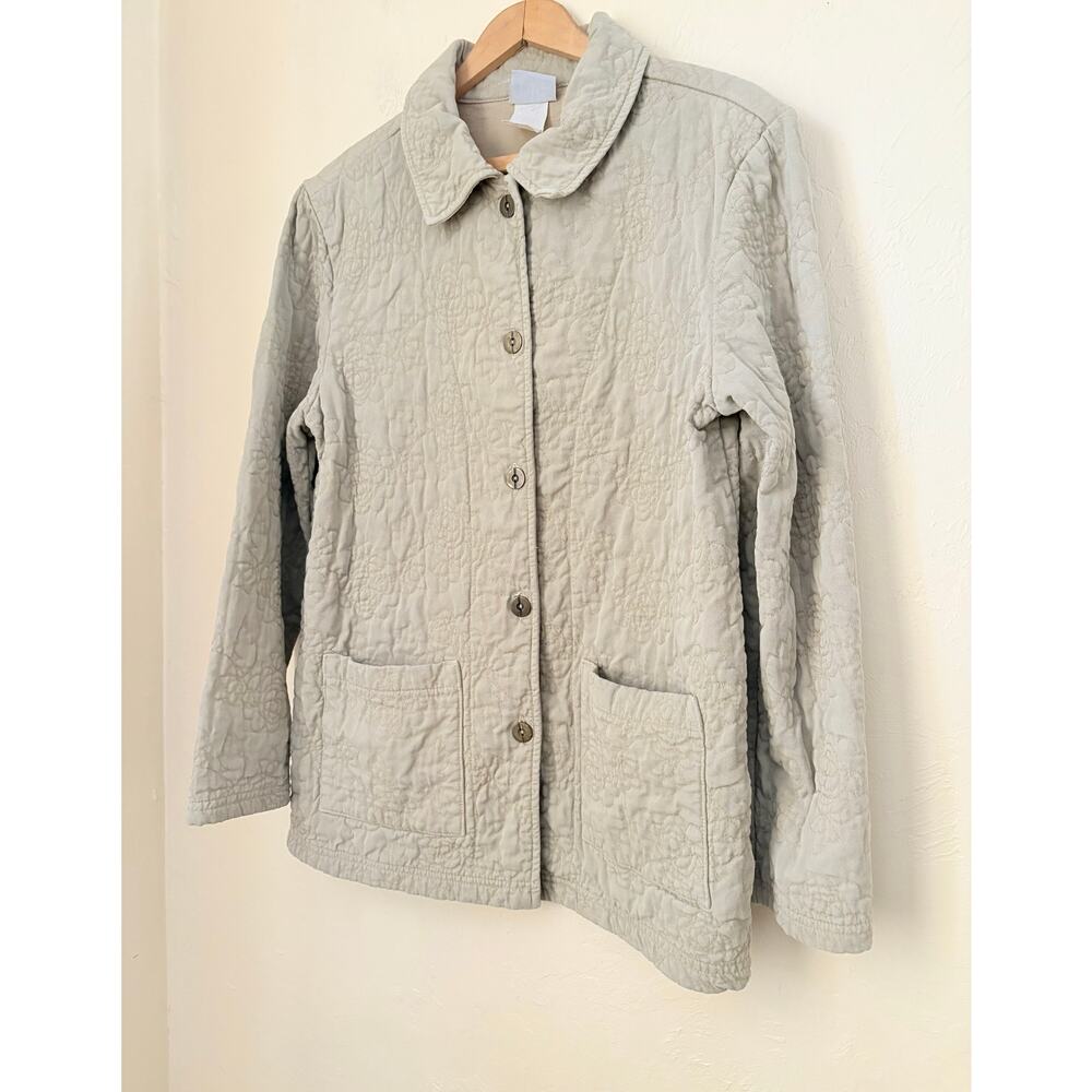 Better Than Basic Beige Quilted Jacket Button Fro… - image 4